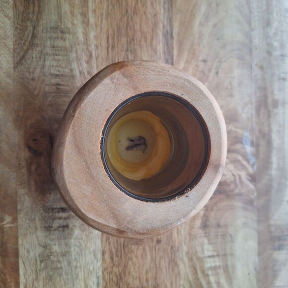 Wooden Candle Holder Leaf Fall Rustic Tree Cabin Cottage Country Wax 5 Inch Tall - Picture 5 of 10